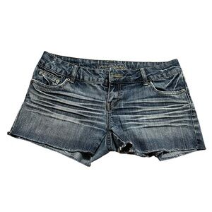 American Eagle Outfitters distressed denim shorts - blue and navy